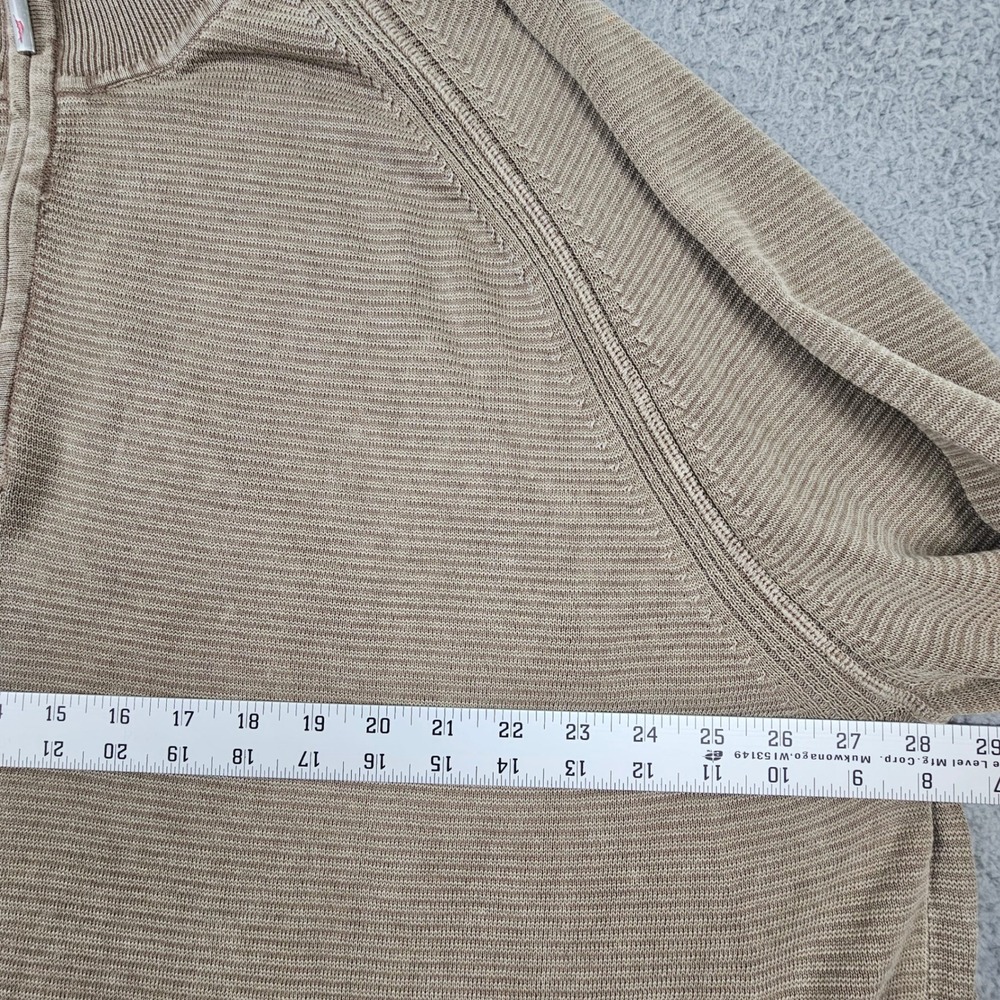 Tommy Bahama Relax Pullover Men 3XB Brown Cotton Ribbed Quarter Zip Sweater - Picture 6 of 7